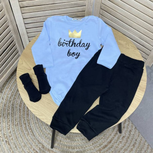 Боді хлопчику на день народження "Birthday boy" з короною