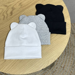 Шапка дитяча з вушками рубчик