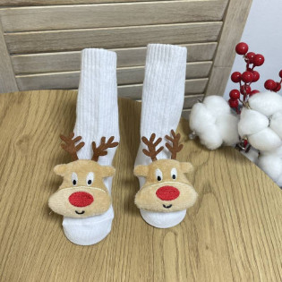 Носки новогодние малышам с игрушкой олень