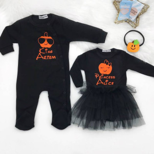 Іменний боді зі спідничкою для дівчинки на Хелловін “Princess" гарбузик