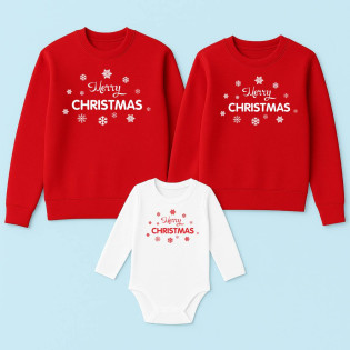 Комплект рождественских свитшотов и боди с надписью "Merry Christmas"