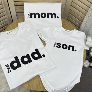 Парные футболки для родителей и боди для малыша "Best Family"