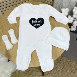 Слип-человечек для новорожденного с надписью "Father's copy" сердечко