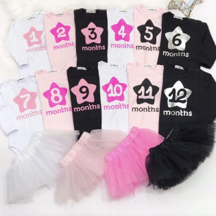 Набір 12 боді для фото по місяцях "Зірочка" дівчинці