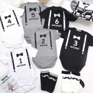 Набір хлопчику 12 боді по місяцях для фото підтяжки
