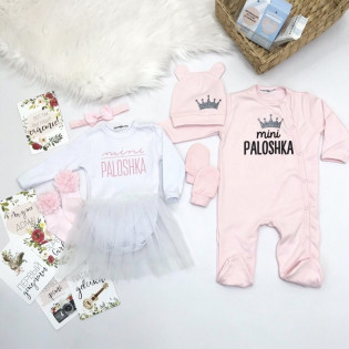 Комплект новонародженій міні з чоловічком та сукнею