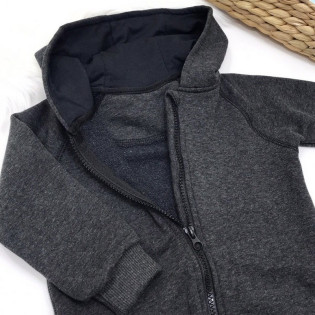 Комбінезон дитячий на блискавці з капюшоном графіт