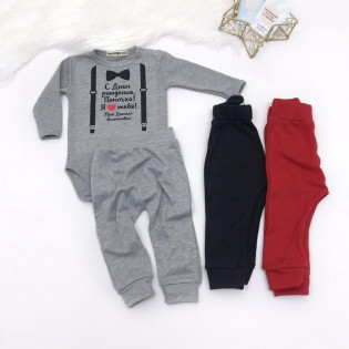 Боді привітання "З Днем народження, Татку" підтяжки з метеликом