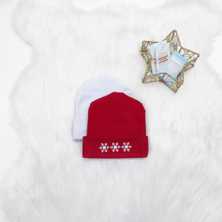 Шапочка дитяча з відворотом та сніжинками