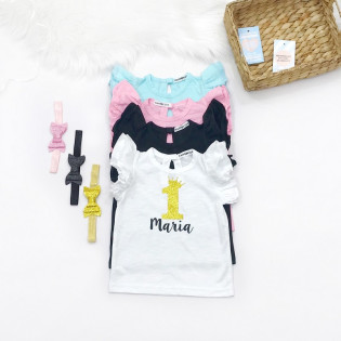 Футболка з крильцями на день народження іменна з цифрою гліттер