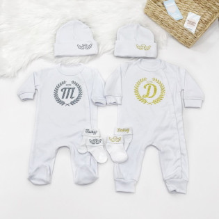 Набор для крещения с инициалом в веночке глиттер со слипом