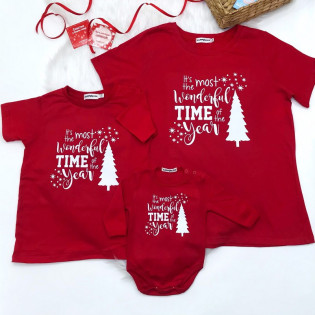 Набір новорічних сімейних футболок "It's the most wondrful time of the year"
