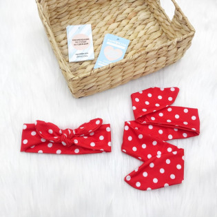 Солошка пов'язка для дівчинки в горошок 0-1 рік