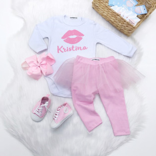 Бодік для дівчинки з ім'ям та малюнком "Поцілунок"