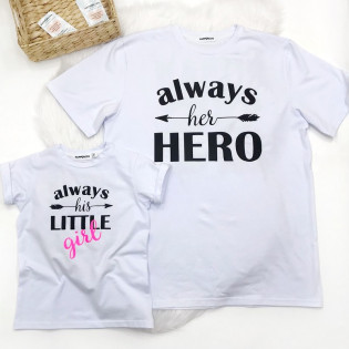 Набор футболок для папы с дочерью "Always her HERO/little girl"