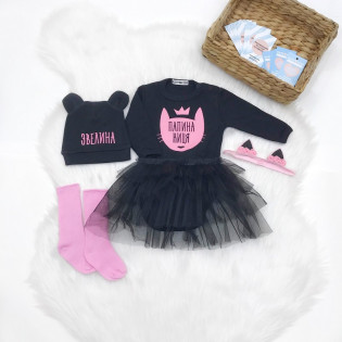 Боді з фатином для дівчинки "Татова киця" з короною