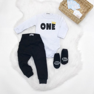 Боді на перший день народження хлопчику "ONE" з короною