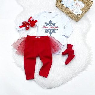 Боді новорічний дівчинці "Happy New year" сніжинка гліттер