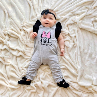 Комбінезон дитячий для дівчинки на кнопочках "Мінні маус з бантиком"