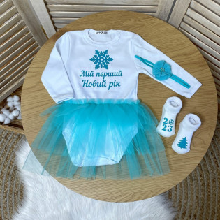 Боді зі спідничкою "Мій перший новий рік" сніжинка