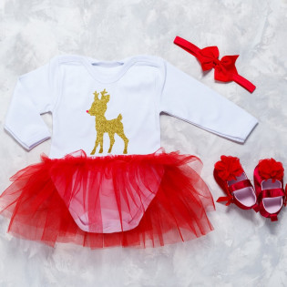 Комплект с боди-платьем новогодний "БЕМБИ"