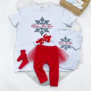 Футболка новогодняя женская Happy New Year снежинка