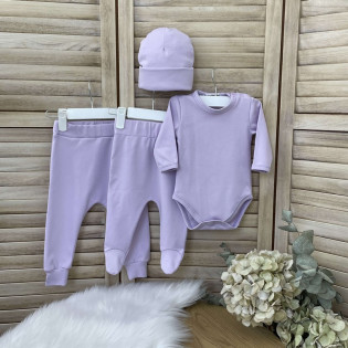 Комплект базовый однотонной из боди в роддом сирень