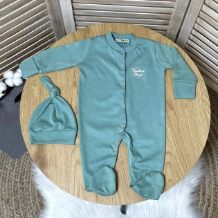 Сліп-чоловічок "Привіт, світ!" з шапочкою до пологового