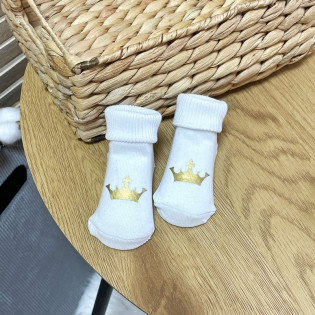 Шкарпетки новонародженим з принтом Корона 0-1 рік