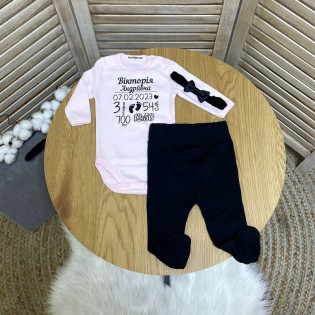 Боди новонародженной девочке с метрикой