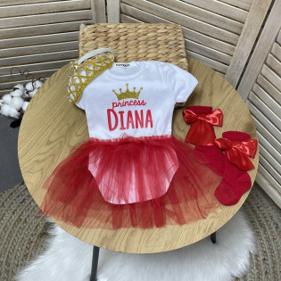 Боді-сукня іменна дівчинці з іменем і короною "Princess"