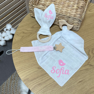 Набір для немовляти іменні гризунці, тримач для пустушки