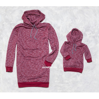 Худі-сукня тепла жіноча з капюшоном та карманом кенгуру для мами