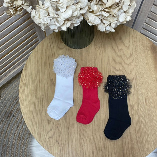 Гольфы праздничные для новорожденной девочки с фатином