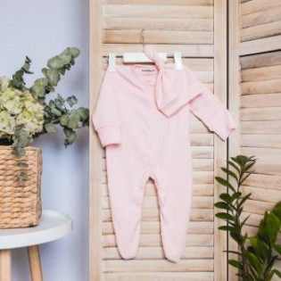 Комплект для новонародженого з шапочкою рожевий