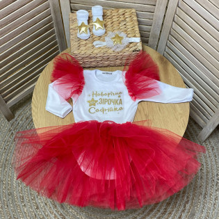 Боді-сукня для дівчинки іменний "Новорічна зірочка"