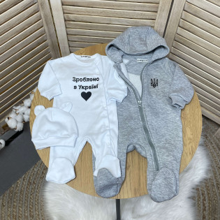 Комплект дитячий патріотичний комбінезон з тризубом + сліп