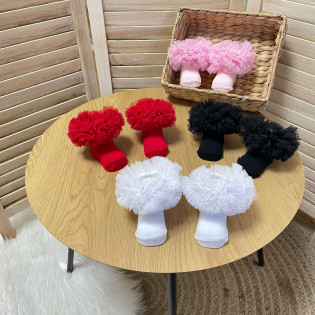 Носки пушистые праздничные для девочки до года с рюшей 0-6мес