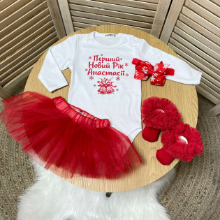 Боді дитячий "Перший Новий рік..." іменний з дзвіночками
