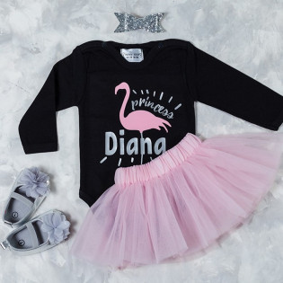 Боді принцеса дівчинці "Princess" з фламінго