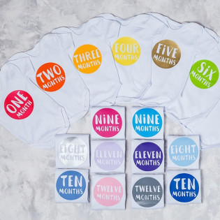 Набір 12 боді для фото по місяцях "12 months" коло