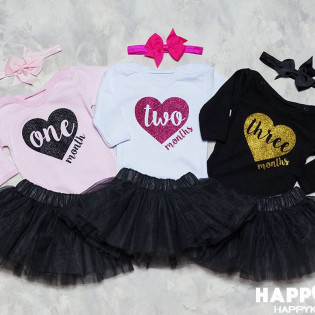 Боді для фотосесії по місяцях серце гліттер