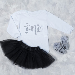 Боді дівчинці на перший день народження "ONE" гліттер