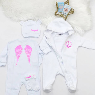 Хрестильний набір "Я ваше янголятко" рожевий гліттер зі сліпом