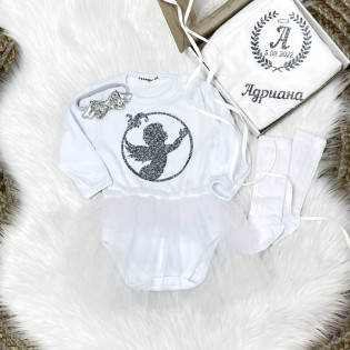Хрестильний набір "Янголятко" гліттер з боді-сукня