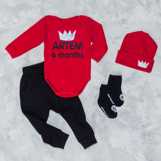 Боді дитячий іменний "6 months" з короною