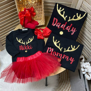 Набор семейных футболок "Новогодние олени"