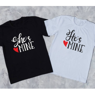 Набір футболок з написом "She's/He's MINE"