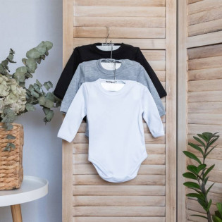 Комплект боди для малыша белый/серый/черный