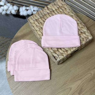 Дитяча шапочка з відворотом рожева